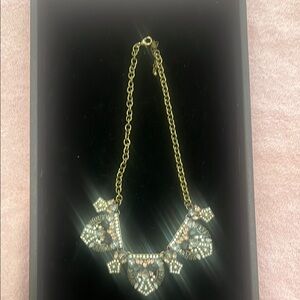 Elegant Antique Gold Necklace -Art Deco Style with Pink, Silver & Black Accents